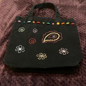 NWOT - Hand Embroidered Canvas Bag